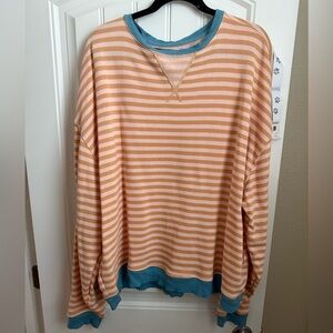 We The Free Classic Striped Oversized Crewneck